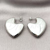 Rhodium Plated Stud Earring, Heart and Hollow Design, Polished, Rhodium Finish, 02.163.0371.1
