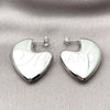 Rhodium Plated Stud Earring, Heart and Hollow Design, Polished, Rhodium Finish, 02.163.0371.1