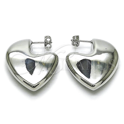 Rhodium Gold Filled Stud Earring, Heart and Hollow Design, Polished, Rhodium Finish, 02.163.0371.1