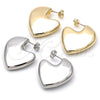 Rhodium Plated Stud Earring, Heart and Hollow Design, Polished, Rhodium Finish, 02.163.0371.1