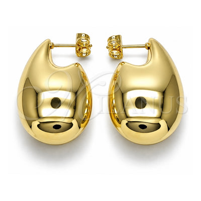 Oro Laminado Stud Earring, Gold Filled Style Teardrop and Hollow Design, Polished, Golden Finish, 02.163.0372
