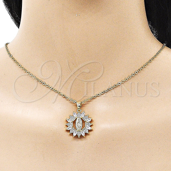 Gold Filled Pendant — Religious Pendant Guadalupe Design with White Cubic Zirconia — alternate product view — SKU 158855 | Oro Laminado dije — Religious Pendant Guadalupe diseño with blanco Cubic Zirconia — SKU 158855