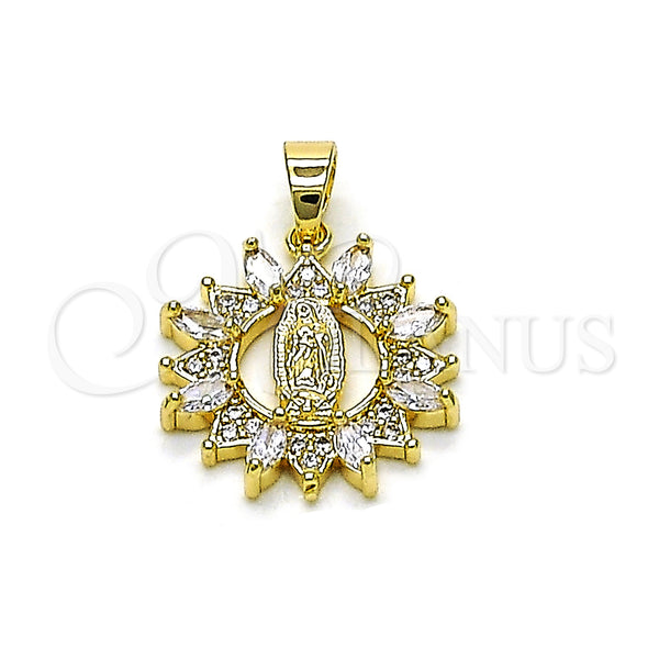Gold Filled Pendant — Religious Pendant Guadalupe Design with White Cubic Zirconia — main product view — SKU 158855 | Oro Laminado dije — Religious Pendant Guadalupe diseño with blanco Cubic Zirconia — SKU 158855