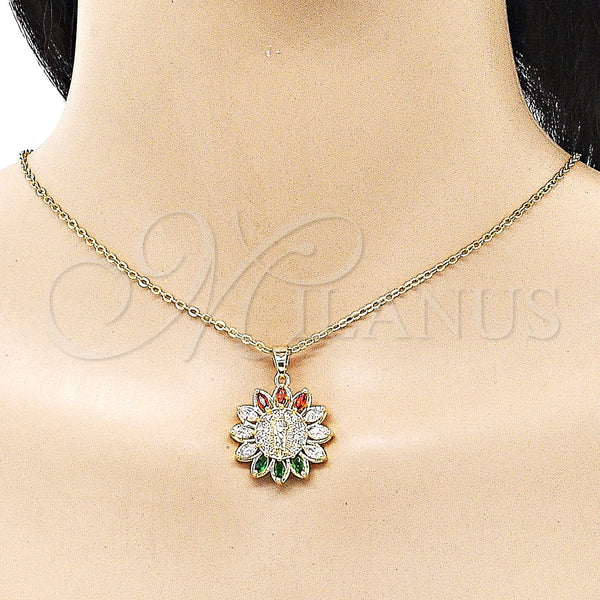 Gold Filled Pendant — Religious Pendant San Judas Design with Multicolor Cubic — alternate product view — SKU 158858 | Oro Laminado dije — Religious Pendant San Judas diseño with Multicolor Cubic — SKU 158858