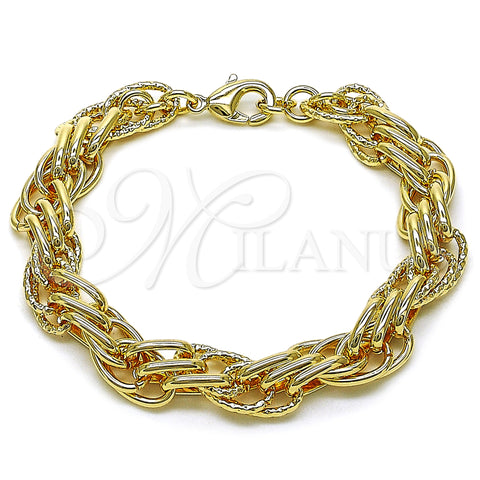 Oro Laminado Fancy Bracelet, Gold Filled Style Diamond Cutting Finish, Golden Finish, 03.93.0021.08 (14 MM Thickness, 8 Inches Length)