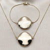 Oro Laminado Necklace and Bracelet, Gold Filled Style Box Design, Polished, Golden Finish, 06.63.0282