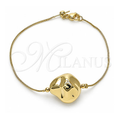 Oro Laminado Fancy Bracelet, Gold Filled Style Box Design, Polished, Golden Finish, 03.63.2285.08 (01 MM Thickness, 8 Inches Length)