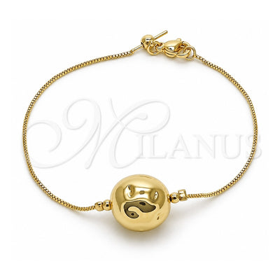 Oro Laminado Fancy Bracelet, Gold Filled Style Box Design, Polished, Golden Finish, 03.63.2286.08 (01 MM Thickness, 8 Inches Length)