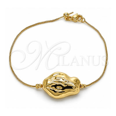 Oro Laminado Fancy Bracelet, Gold Filled Style Box Design, Polished, Golden Finish, 03.63.2287.08 (01 MM Thickness, 8 Inches Length)
