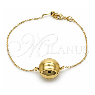 Oro Laminado Fancy Bracelet, Gold Filled Style Ball and Hollow Design, Polished, Golden Finish, 03.63.2288.08 (01 MM Thickness, 8 Inches Length)