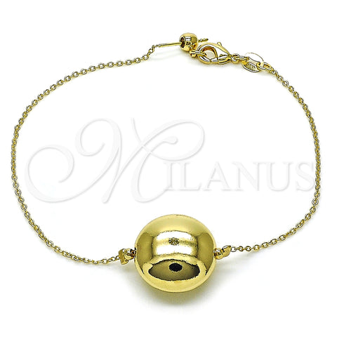 Oro Laminado Fancy Bracelet, Gold Filled Style Ball and Hollow Design, Polished, Golden Finish, 03.63.2288.08 (01 MM Thickness, 8 Inches Length)