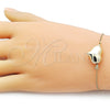 Oro Laminado Fancy Bracelet, Gold Filled Style Heart and Hollow Design, Polished, Golden Finish, 03.63.2289.08 (01 MM Thickness, 8 Inches Length)