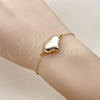 Oro Laminado Fancy Bracelet, Gold Filled Style Heart and Hollow Design, Polished, Golden Finish, 03.63.2289.08 (01 MM Thickness, 8 Inches Length)