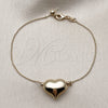 Oro Laminado Fancy Bracelet, Gold Filled Style Heart and Hollow Design, Polished, Golden Finish, 03.63.2289.08 (01 MM Thickness, 8 Inches Length)