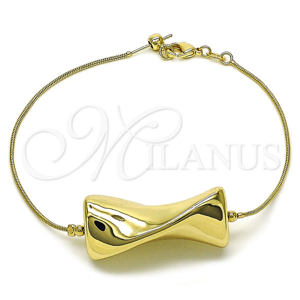 Oro Laminado Fancy Bracelet, Gold Filled Style Rat Tail Design, Polished, Golden Finish, 03.63.2292.08 (01 MM Thickness, 8 Inches Length)