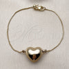 Oro Laminado Fancy Bracelet, Gold Filled Style Heart and Box Design, Polished, Golden Finish, 03.63.2294.08 (01 MM Thickness, 8 Inches Length)