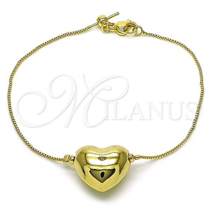 Gold Filled Bracelet — Fancy Bracelet Heart and Box Design Polished 03.63. — main product view — SKU 158908 | Oro Laminado brazalete — elegante Bracelet corazón and Box diseño pulido 03.63. — SKU 158908