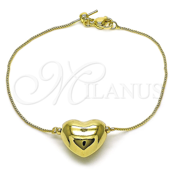 Gold Filled Bracelet — Fancy Bracelet Heart and Box Design Polished 03.63. — main product view — SKU 158908 | Oro Laminado brazalete — elegante Bracelet corazón and Box diseño pulido 03.63. — SKU 158908