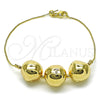 Oro Laminado Fancy Bracelet, Gold Filled Style Box and Ball Design, Polished, Golden Finish, 03.63.2296.08 (01 MM Thickness, 8 Inches Length)