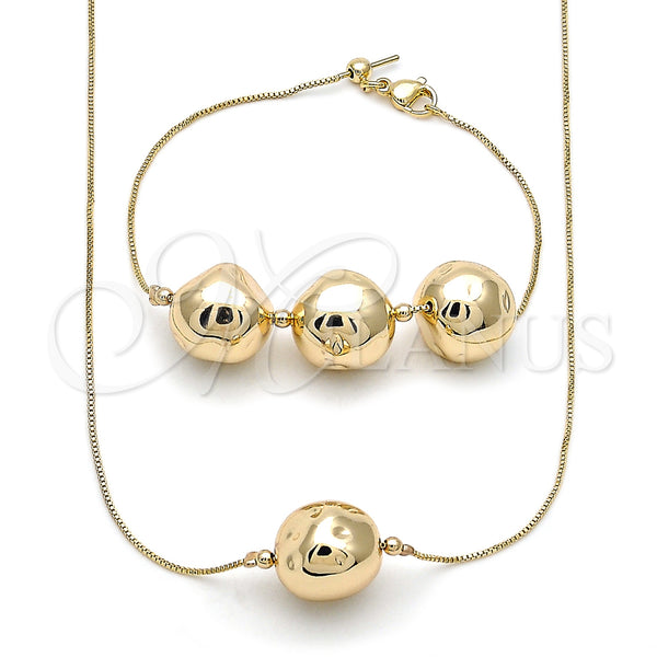 Gold Filled Bracelet — Necklace and Bracelet Box and Ball Design Polished — main product view — SKU 158913 | Oro Laminado brazalete — Necklace and Bracelet Box and Ball diseño pulido — SKU 158913