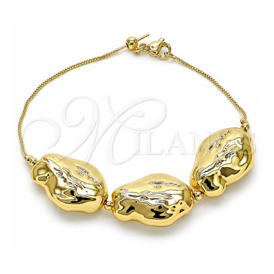 Oro Laminado Fancy Bracelet, Gold Filled Style Box Design, Polished, Golden Finish, 03.63.2297.08 (01 MM Thickness, 8 Inches Length)