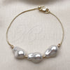 Oro Laminado Fancy Bracelet, Gold Filled Style Rat Tail Design, with Ivory Pearl, Polished, Golden Finish, 03.63.2298.08