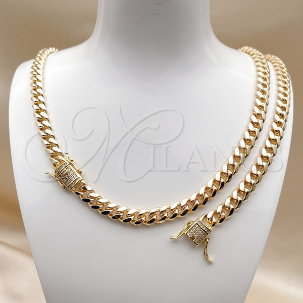 Gold Filled Bracelet — Necklace and Bracelet Miami Cuban Design with White — alternate product view — SKU 158937 | Oro Laminado brazalete — Necklace and Bracelet Miami Cuban diseño with blanco — SKU 158937