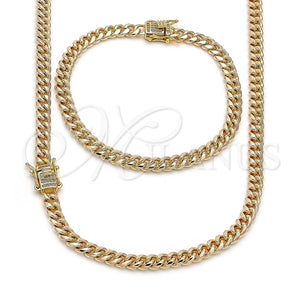 Gold Filled Bracelet — Necklace and Bracelet Miami Cuban Design with White — main product view — SKU 158938 | Oro Laminado brazalete — Necklace and Bracelet Miami Cuban diseño with blanco — SKU 158938