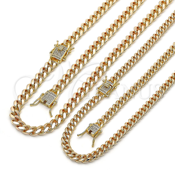 Gold Filled Bracelet — Necklace and Bracelet Miami Cuban Design with White — alternate product view — SKU 158938 | Oro Laminado brazalete — Necklace and Bracelet Miami Cuban diseño with blanco — SKU 158938