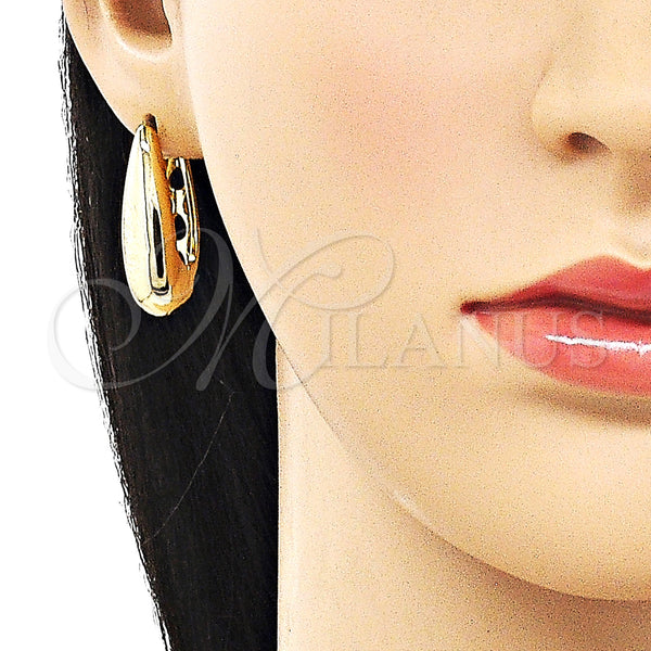 Gold Filled Hoop Earrings — Huggie Hoop Teardrop Design Polished 02. — alternate product view — SKU 158983 | Oro Laminado aretes de aro — Huggie Hoop Teardrop diseño pulido 02. — SKU 158983