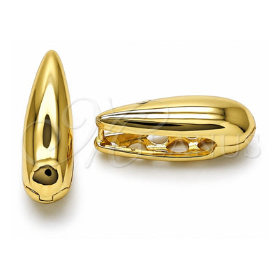 Oro Laminado Huggie Hoop, Gold Filled Style Teardrop Design, Polished, Golden Finish, 02.283.0216.12