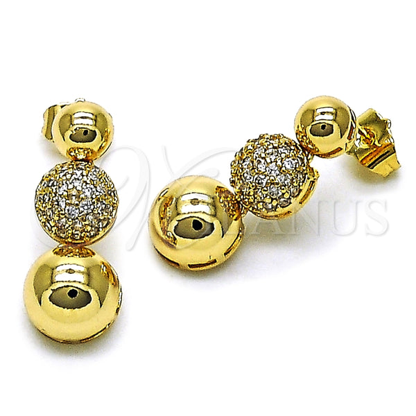 Gold Filled Ring — Stud Earring Ball Design with White Micro Pave — alternate product view — SKU 158984 | Oro Laminado anillo — Stud Earring Ball diseño with blanco Micro Pave — SKU 158984