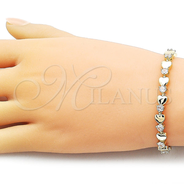 Gold Filled Bracelet — Tennis Bracelet Heart Design with White Cubic Zirconia — alternate product view — SKU 158996 | Oro Laminado brazalete — Tennis Bracelet corazón diseño with blanco Cubic Zirconia — SKU 158996