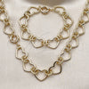 Oro Laminado Necklace and Bracelet, Gold Filled Style Heart Design, Polished, Golden Finish, 06.429.0002