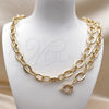 Oro Laminado Necklace and Bracelet, Gold Filled Style and Rolo Polished, Golden Finish, 06.429.0007