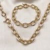 Oro Laminado Necklace and Bracelet, Gold Filled Style Twist and Rolo Design, Polished, Golden Finish, 06.429.0007