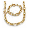 Oro Laminado Necklace and Bracelet, Gold Filled Style Polished, Golden Finish, 06.429.0008
