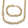 Oro Laminado Necklace and Bracelet, Gold Filled Style Infinite Design, Polished, Golden Finish, 06.429.0011