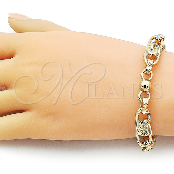 Gold Filled Bracelet — Fancy Bracelet Ball and Heart Design Polished 03. — alternate product view — SKU 159030 | Oro Laminado brazalete — elegante Bracelet Ball and corazón diseño pulido 03. — SKU 159030