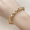 Oro Laminado Fancy Bracelet, Gold Filled Style Ball and Heart Design, Polished, Golden Finish, 03.429.0013.07 (10 MM Thickness, 7 Inches Length)