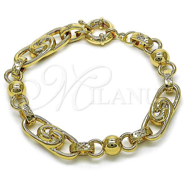 Gold Filled Bracelet — Fancy Bracelet Ball and Heart Design Polished 03. — main product view — SKU 159030 | Oro Laminado brazalete — elegante Bracelet Ball and corazón diseño pulido 03. — SKU 159030