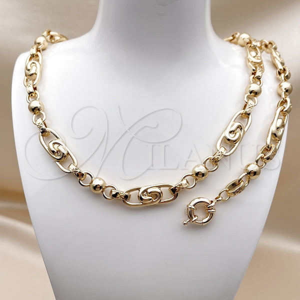 Gold Filled Bracelet — Necklace and Bracelet Ball and Heart Design Polished — alternate product view — SKU 159031 | Oro Laminado brazalete — Necklace and Bracelet Ball and corazón diseño pulido — SKU 159031