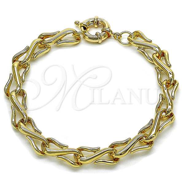 Oro Laminado Fancy Bracelet, Gold Filled Style Infinite Design, Polished, Golden Finish, 03.429.0018.08 (08 MM Thickness, 8 Inches Length)
