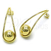 Oro Laminado Stud Earring, Gold Filled Style Teardrop and Ball Design, Polished, Golden Finish, 02.428.0027