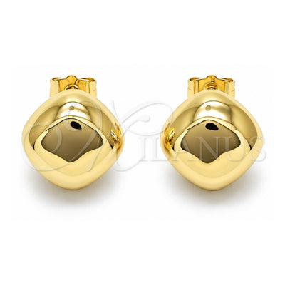 Oro Laminado Stud Earring, Gold Filled Style Hollow Design, Polished, Golden Finish, 02.428.0029