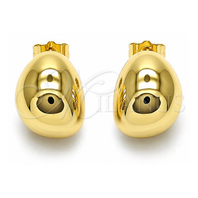 Oro Laminado Stud Earring, Gold Filled Style Ball and Hollow Design, Polished, Golden Finish, 02.428.0030