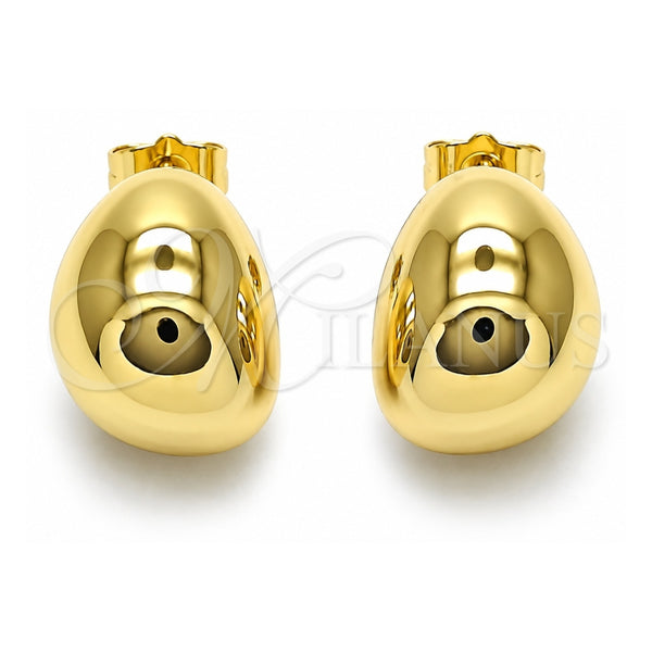 Oro Laminado Stud Earring, Gold Filled Style Ball and Hollow Design, Polished, Golden Finish, 02.428.0030