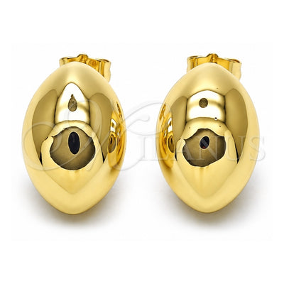 Oro Laminado Stud Earring, Gold Filled Style Hollow and Ball Design, Polished, Golden Finish, 02.428.0031