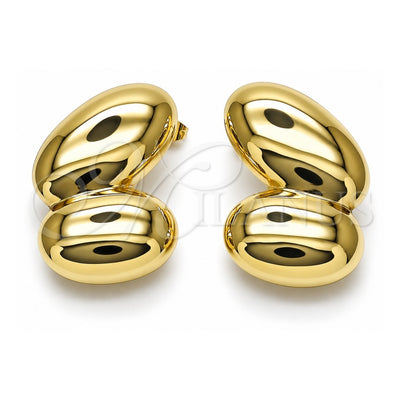 Oro Laminado Stud Earring, Gold Filled Style Hollow Design, Polished, Golden Finish, 02.428.0034