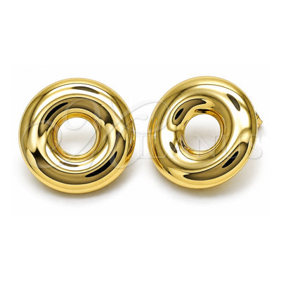 Oro Laminado Stud Earring, Gold Filled Style Hollow Design, Polished, Golden Finish, 02.428.0036